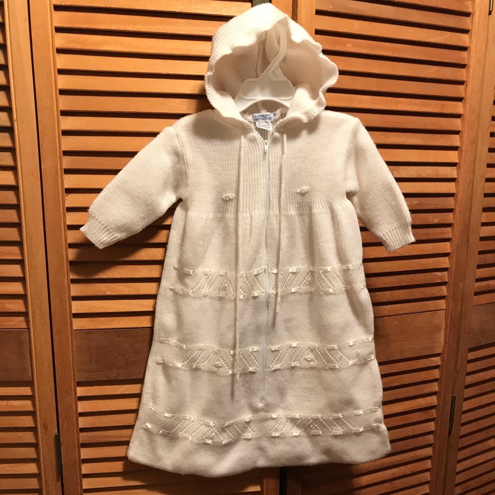 Friedknit Creations White Knit Bunting Sweater